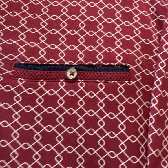 Denim And Flower Ricky Singh Red Patterned Polo 100% Cotton L - Picture 8 of 13